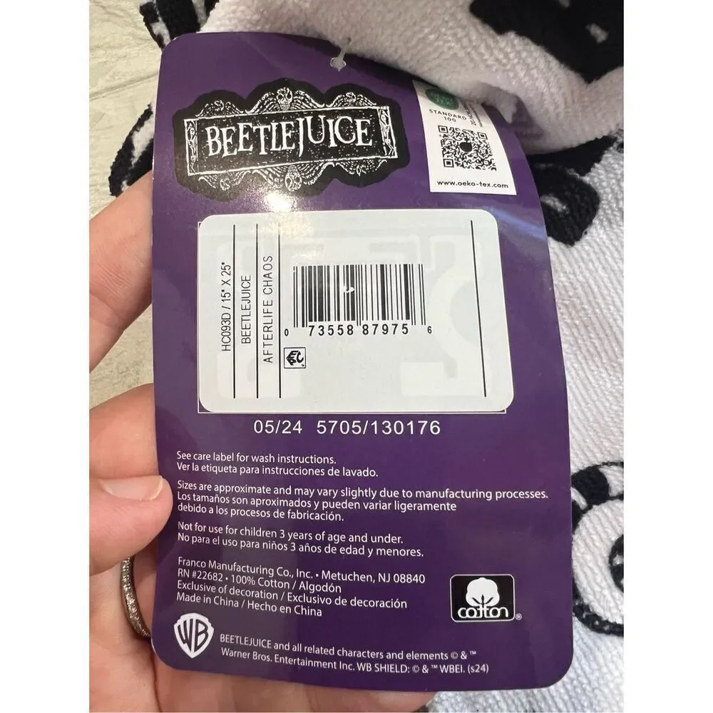 Beetle Juice 2 Pack Hand Towels NEW 15” X 25”